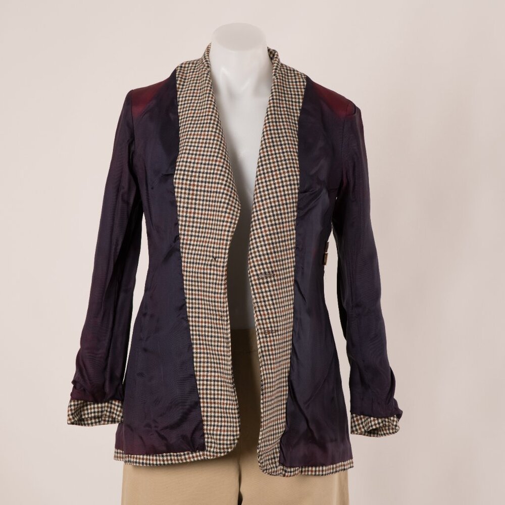 Classic Brown Houndstooth Tailored Blazer | Size 8 - Picture 7 of 8